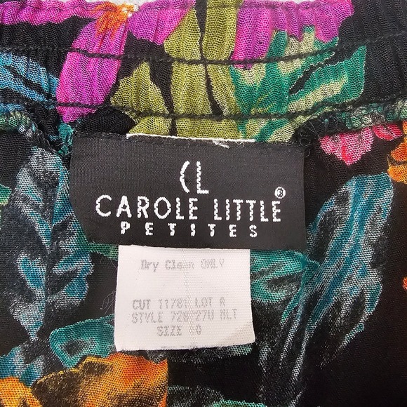 Vintage Carole Little Maxi Skirt 10P Tropical Dark Floral Tiered 90s Boho Resort - Picture 3 of 9